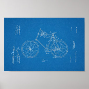 Poster 1898 Brevet de bicyclette Vintage Plan directeur I