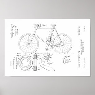 Poster 1898 Vintage Air Bicycle Brevet d'art Imprimer