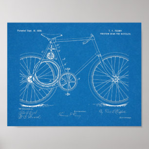 Poster 1899 Bicycle Gear Brevet Art Dessin Imprimer