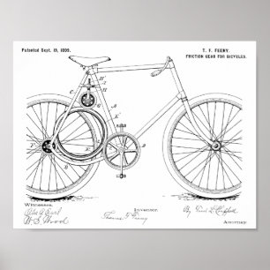 Poster 1899 Bicycle Gear Brevet Art Dessin Imprimer