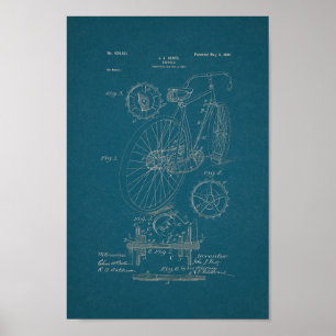 Poster 1899 Brevet de bicyclette Vintage Imprimer Plan di