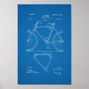 Poster 1899 Brevet de bicyclette Vintage Imprimer Plan di
