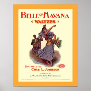 Poster 1899 Vieux album de musique BELLE OF HAVANA