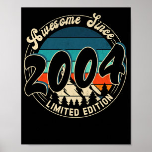 Poster 18 ans Vintage 18ème année Anniversaire 2004