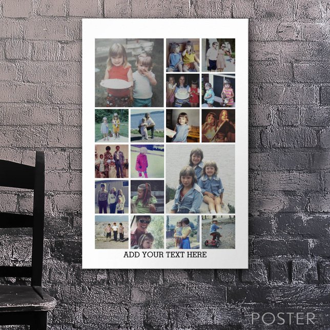 Poster 18 Collage photo et texte - Peut modifier noir (Custom Poster)