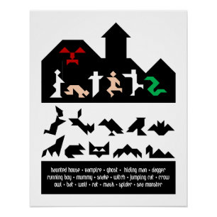 Poster 18 Images Tangram Halloween
