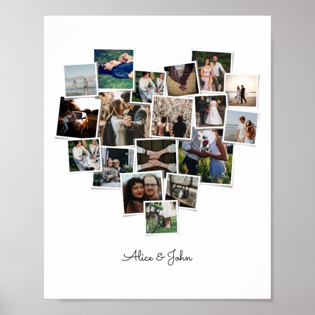 Poster 18 Photos Collage Forme cardiaque (Devant)