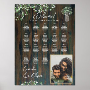 Poster 18 Table Bois rustique Gypsophila Mousse DE SIÈGE 