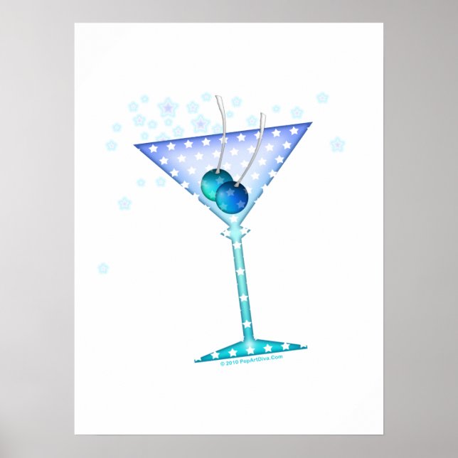 POSTER 18" X 24" - BLUE MARTINI ART (Devant)