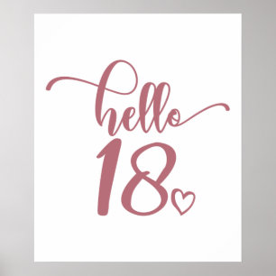 Poster 18e anniversaire Femmes Bonjour 18 mignonnes 18 an