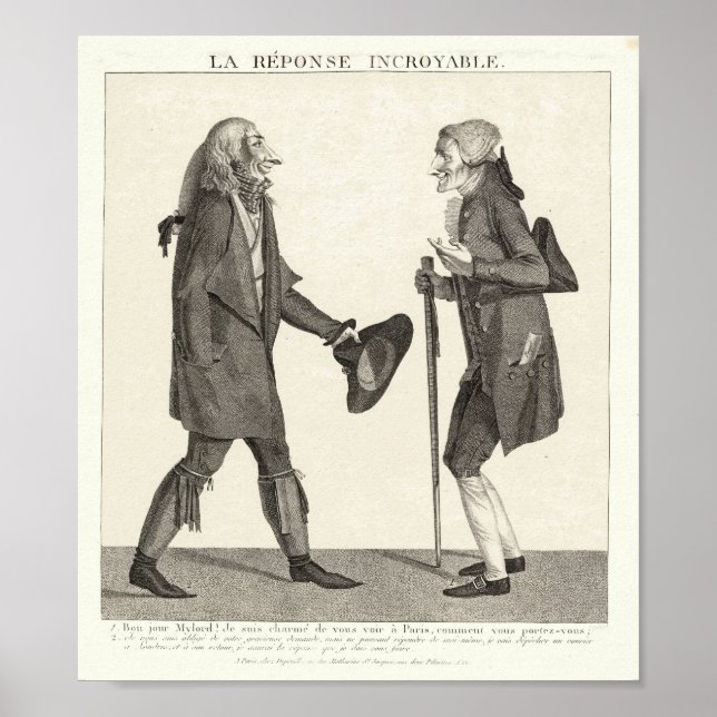 Poster 18e Cent Satire sur la diplomatie Reponse Incroyab (Devant)