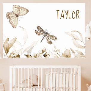 Poster 18x12 Aquarelle Vintage Sépia Floral Nursery Bébé