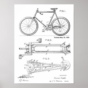 Poster 1900 Chainless Bicycle Design Patent Art Print