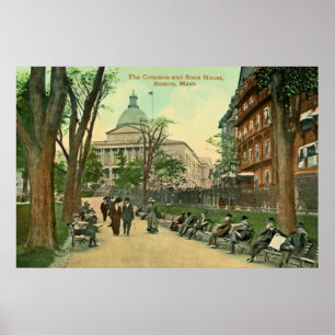 Poster 1900 Common and State House Boston MA