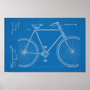 Poster 1900 Conception de bicyclettes sans chaines Brevet