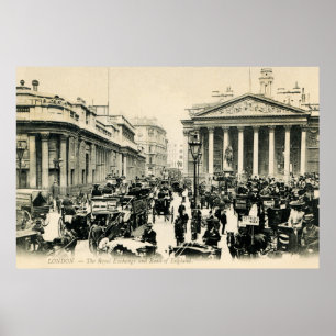 Poster 1900 London Royal Exchange et Bank of England