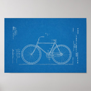 Poster 1901 Vintage Bicycle Patent Blueprint Art Print