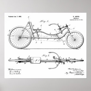 Poster 1902 Bicycle Recumbent Design Brevet Art Imprimer