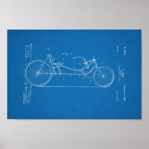 Poster 1902 Brevet de bicyclette Vintage Imprimer Plan di