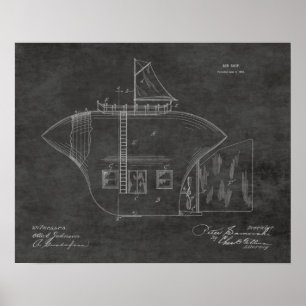 Poster 1902 Odd Airship Brevet d'Art Dessin Imprimer