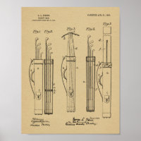 1903 Golf Club Caddy Bag Design Brevet d'Art Impri