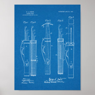 Poster 1903 Golf Club Caddy Bag Design Brevet d'Art Impri