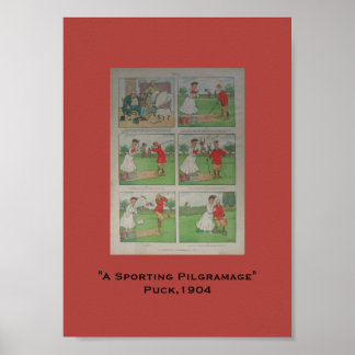 Poster 1904 Puck Golf Cartoon A Sporting Pilgramage