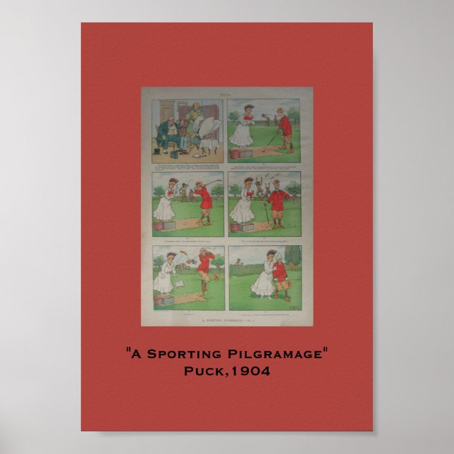 Poster 1904 Puck Golf Cartoon A Sporting Pilgramage (Devant)
