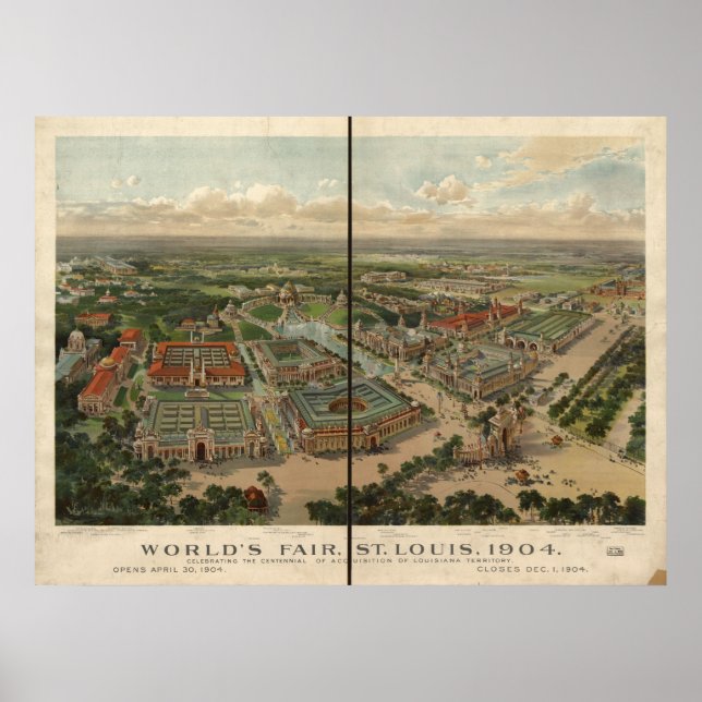 Poster 1904 Saint-Louis MO - Carte panoramique de l'expos (Devant)