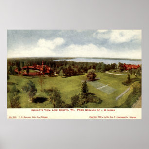Poster 1904 Vintage Lake Geneva, Wisconsin
