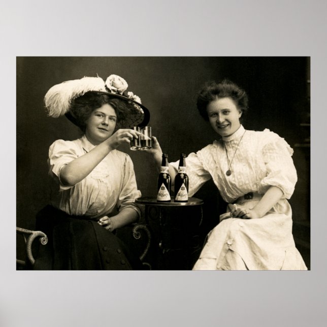 Poster 1905 Beer Drinking Girl Friends (Devant)