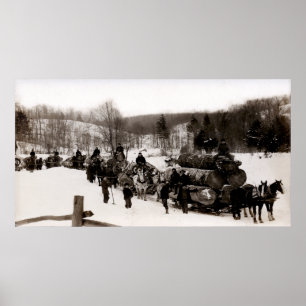 Poster 1905 Lumberjacks au travail