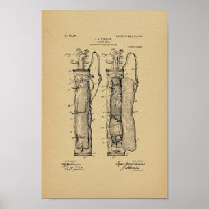 Poster 1905 Vintage Golf Caddy Bag Brevet d'Art Imprimer