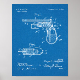 Poster 1906 Brevet d'art de canon à eau Imprimer
