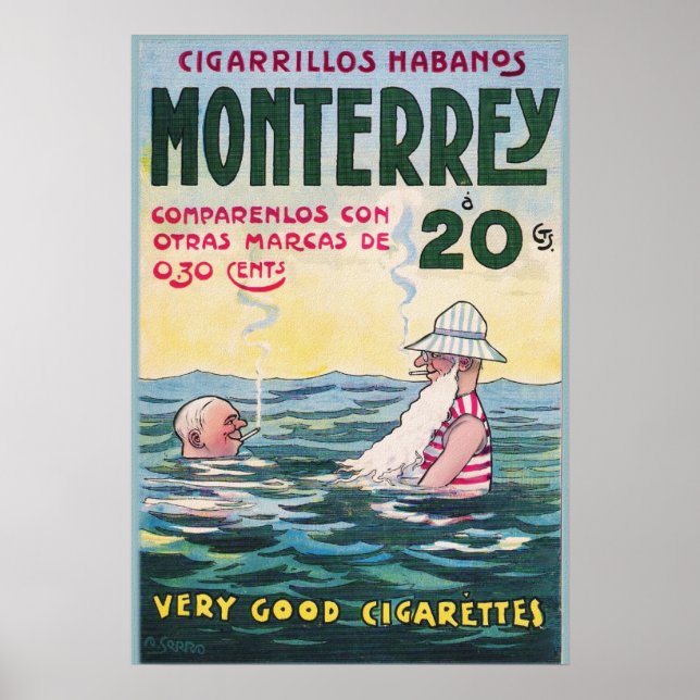 Poster 1906 Vintage Monterrey Cigar Publicité (Devant)
