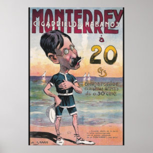 Poster 1907 publicités vintages de cigare de Monterrey