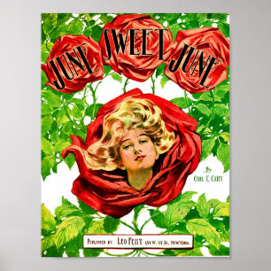 Poster 1908 Juin Sweet Juin feuille de musique couverture