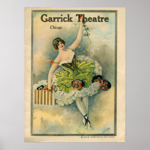 Poster 1910 Jovely Woman Thespian Garrick Theatre Chicago