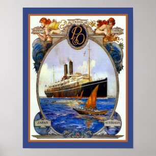 Poster 1910 Navigation à vapeur péninsulaire et orientale