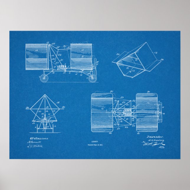 Poster 1911 Aéronef Brevet d'art de l'avion Imprimer (Devant)