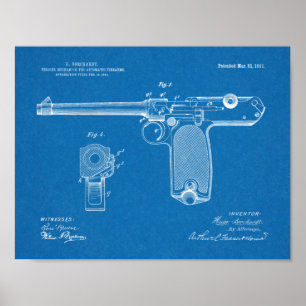 Poster 1911 Automatic Gun Patent Art Drawing Print