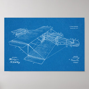 Poster 1911 Machine volante Avion Brevet d'Art Dessin