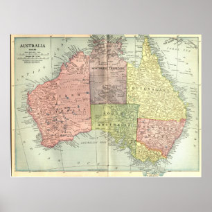 Poster 1911 Map of Australia