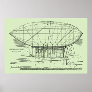 Poster 1912 Bateau Ballons Brevet d'art Imprimer