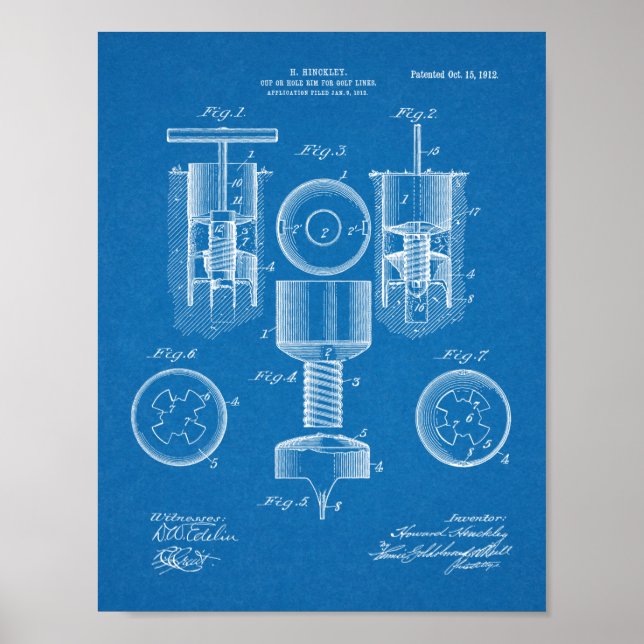 Poster 1912 Golf Cup Hole Design Brevet Art Imprimer (Devant)