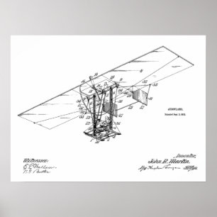 Poster 1912 Machine volante Avion Brevet d'Art Dessin