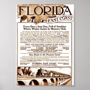 Poster 1913 Florida East Coast Railway Advert