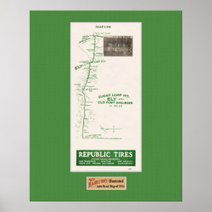 Poster 1914 Carte, Fort Shelborn, Ely, et Pain de Sucre M