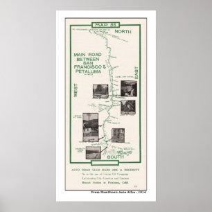 Poster 1914 Carte, SF à Petaluma