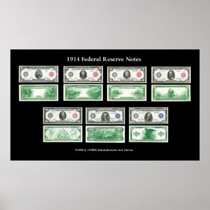 Poster 1914 Federal Reserve Notes Chart